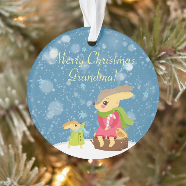 Adorno Feliz Navidad, Abuela, Escena De Invierno Con Imag (Árbol)