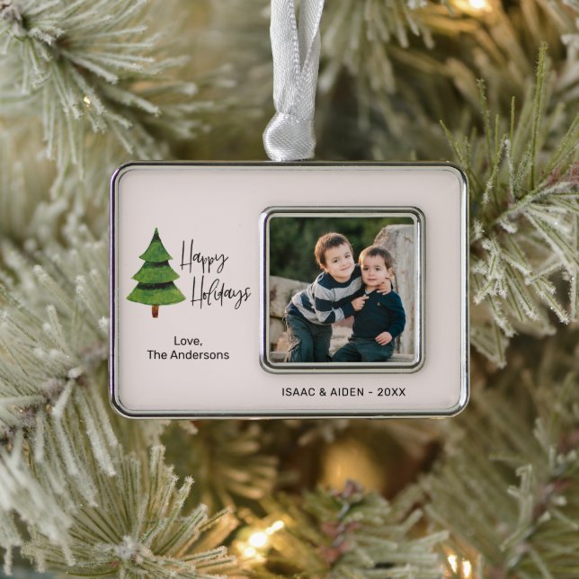 Adorno Feliz Navidad acuarela, foto de árbol navideño (Árbol)