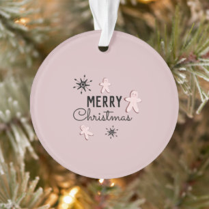 Adorno Feliz Navidad Cookie Gingerbread Rosa
