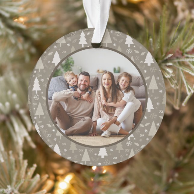 Adorno Feliz Navidad Foto Familiar Taupe (Árbol)
