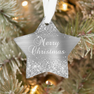 Adorno Feliz Navidad Glittery Plata