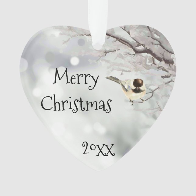 Adorno Feliz Navidad Invierno Frost Bird Tradicional (Anverso)