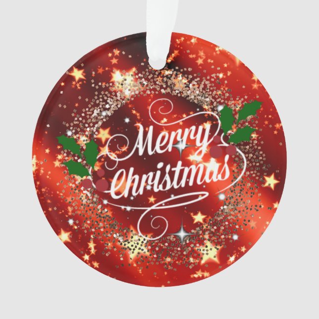 Adorno Feliz Navidad, llamativo diseño rojo y dorado (Anverso)