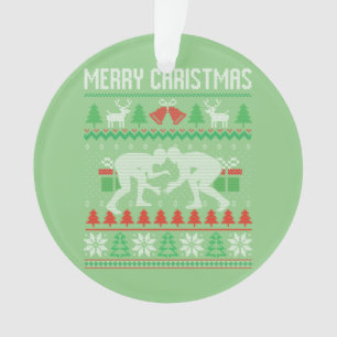 Adorno Feliz Navidad Luchando contra el luchador Santa Na