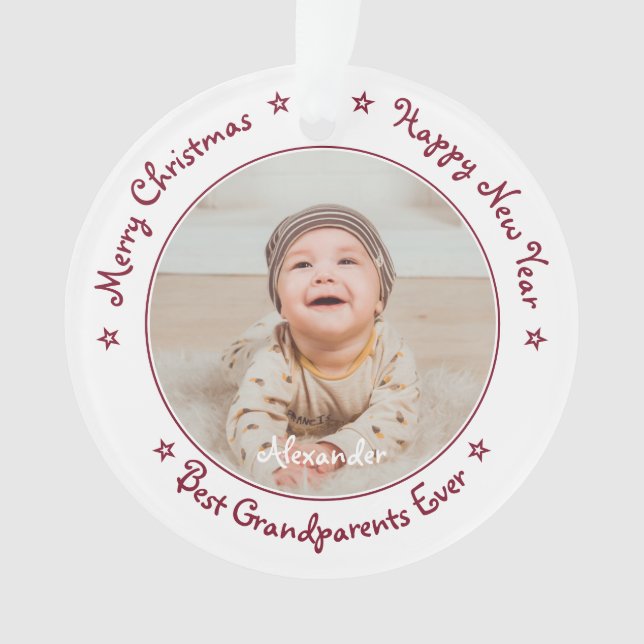 Adorno Feliz Navidad, mejores abuelos, foto de niño (Anverso)