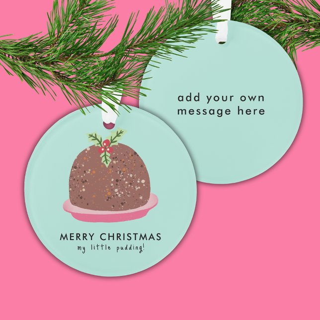 Adorno Feliz Navidad Moderno Ilustracion Pudding (Cute 'My Little Pudding' Christmas ornament)