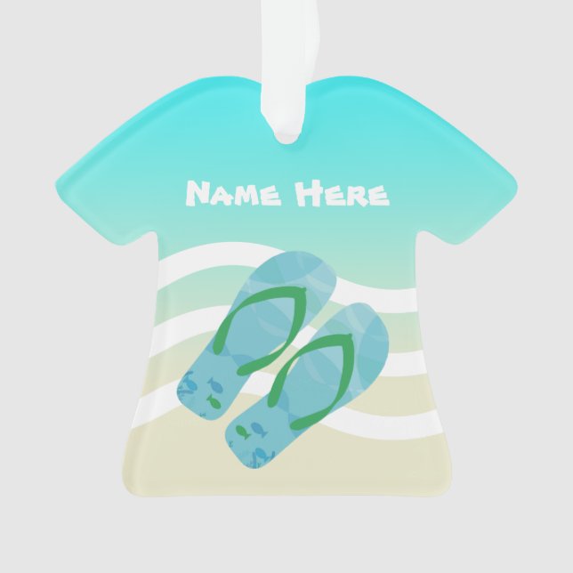 Adorno Feliz Navidad Nombre personalizado Olas de playa t (Anverso)