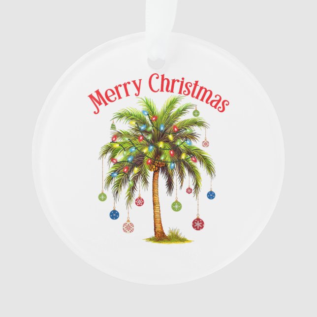 Adorno Feliz Navidad Palm Tree Light Tropical Hawaiano (Anverso)