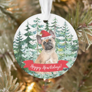 Adorno Feliz Navidad Perro Bulldog Francés Navidad