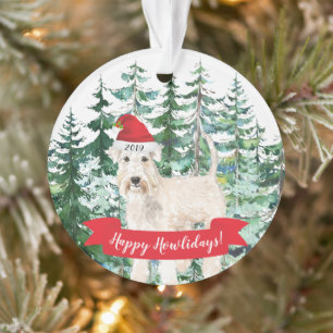 Adorno Feliz Navidad Perro Terrier Trigo Navidad