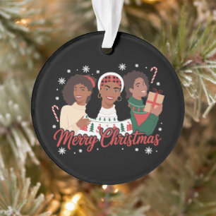 Adorno Feliz Navidad Reina Negra Chica Melanina Africana