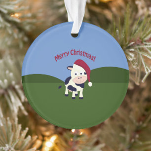 Adorno Feliz Navidad Santa Cow