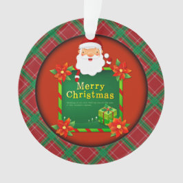 Adorno Feliz Navidad Santa Tartan Plaid