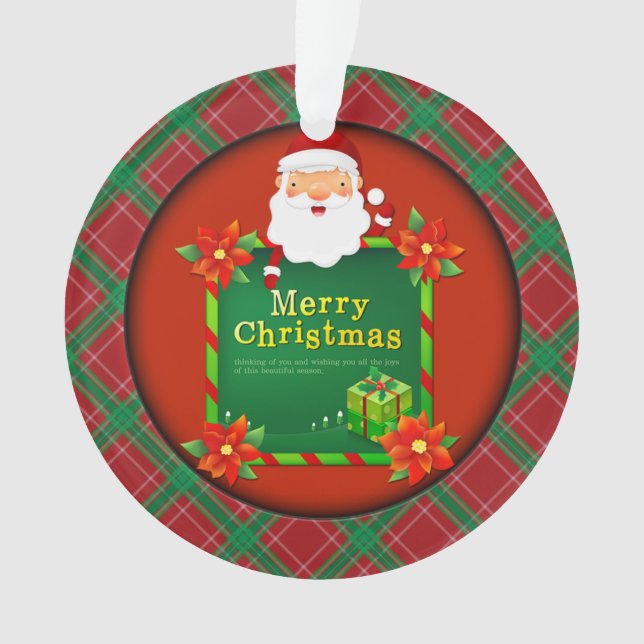 Adorno Feliz Navidad Santa Tartan Plaid (Anverso)