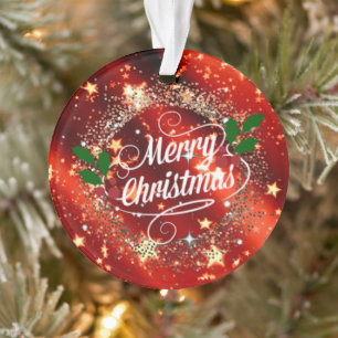 Adorno Feliz Navidad, Sparkling Red y Gold,