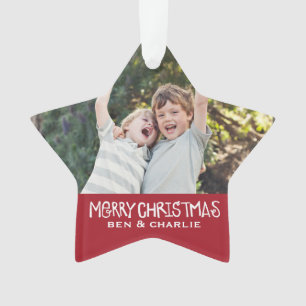 Adorno Feliz Navidad Star Ornament Monograma Rojo