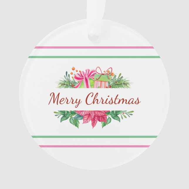 Adorno Feliz Navidad Trim Y Rayas (Anverso)