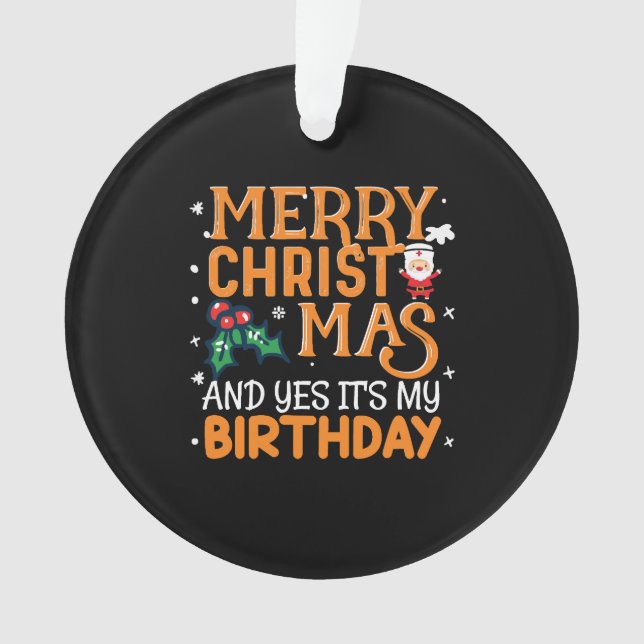 Adorno Feliz Navidad y sí es mi cumpleaños (Anverso)