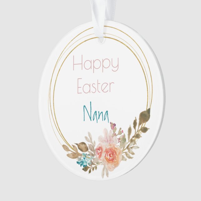 Adorno Feliz Pascua Nana Círculo Floral Geométrico (Anverso)