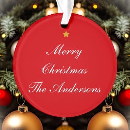 Adorno Feliz Personalizado de Navidad Texto Moda Roja de