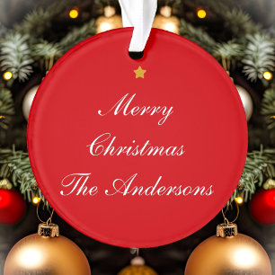 Adorno Feliz Personalizado de Navidad Texto Moda Roja de