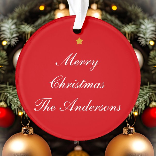 Adorno Feliz Personalizado de Navidad Texto Moda Roja de  (Subido por el creador)