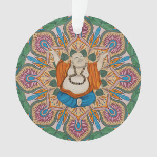 Adorno Feliz sonriente Buda Bodhi Leaf Mandala