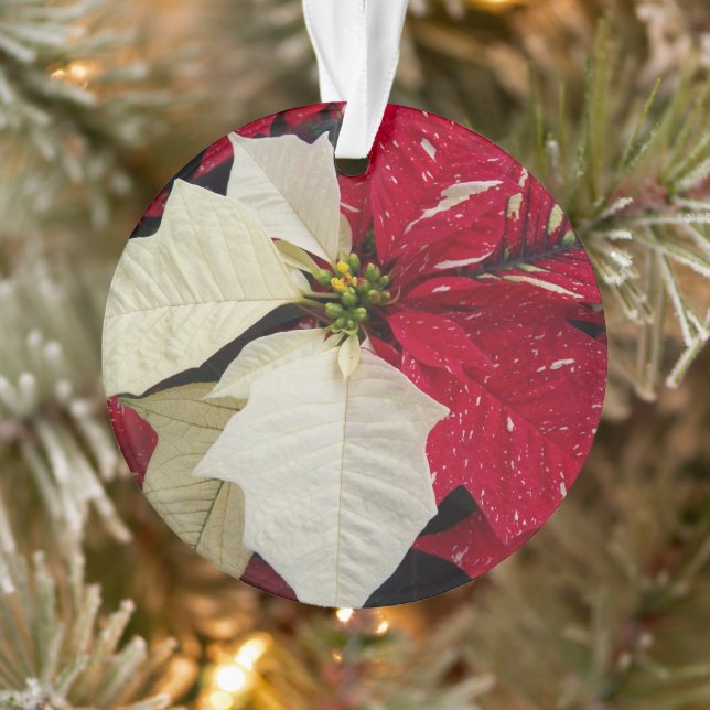 Adorno Festividad de la poinsettia roja y blanca (Árbol)