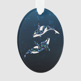 Adorno Festividad personalizada de la pareja de ballenas 