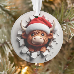 Adorno Festivo de Vaca Fluffy Highland