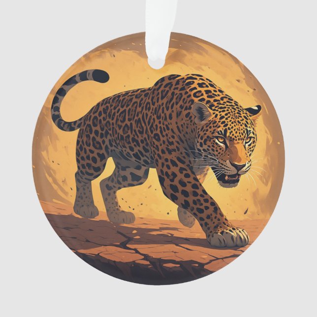 Adorno Fiero Leopardo Merodeando al Atardecer (Anverso)