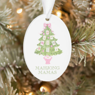 Adorno Fiesta de árbol de navidad de acuarela Mahjong