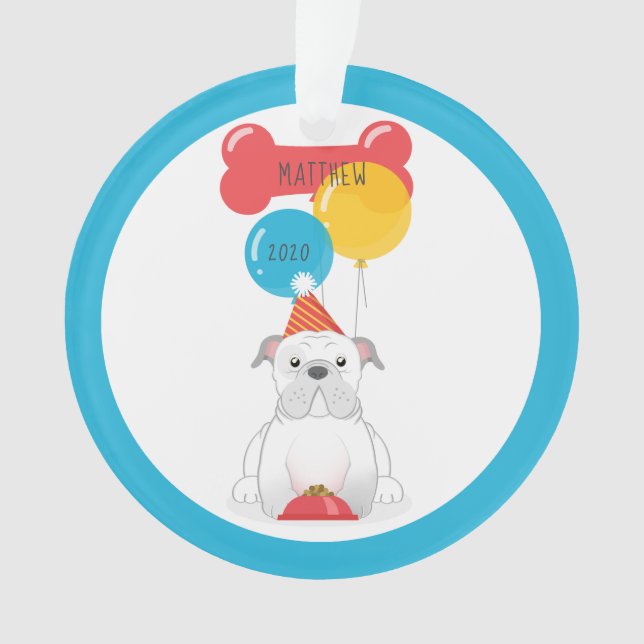 Adorno Fiesta de cumpleaños del bulldog (Anverso)