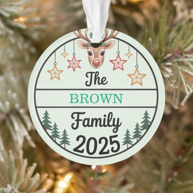 Adorno Fir Trees Stars Family Name 2025 Christmas (Árbol)