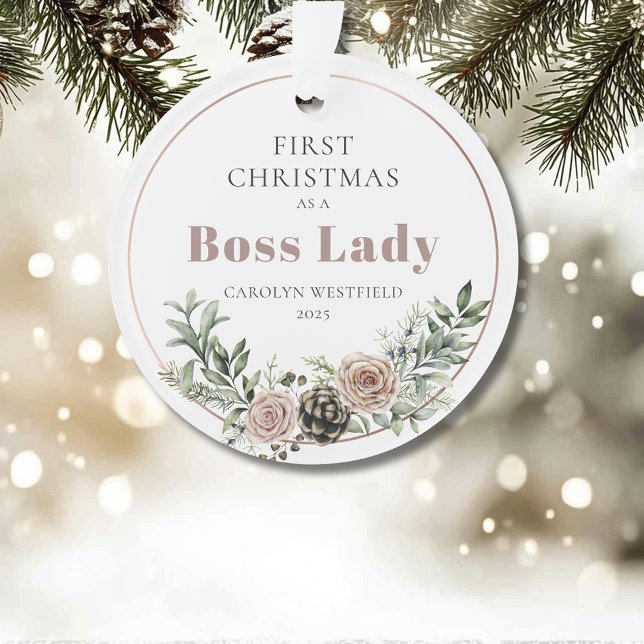 Adorno First Christmas as a Boss Lady Name Year (First Christmas as a Boss Lady Name Year Acrylic Ornament)