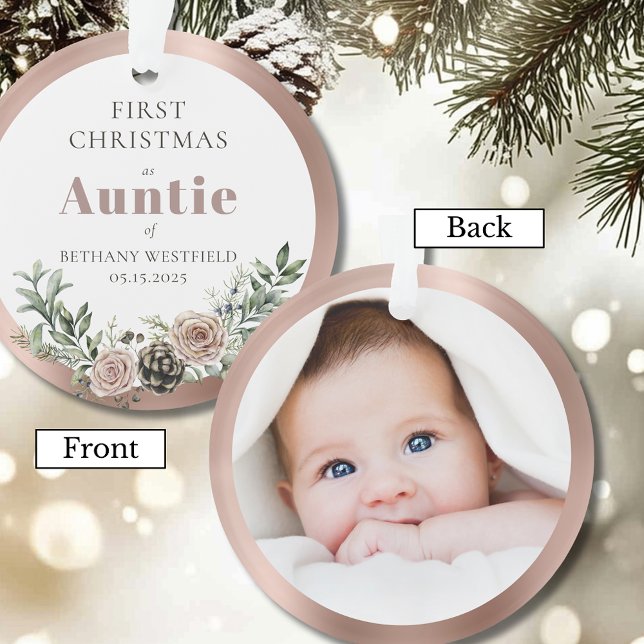 Adorno First Christmas as Auntie Photo Keepsake (First Christmas as Auntie Photo Acrylic Keepsake Ornament)