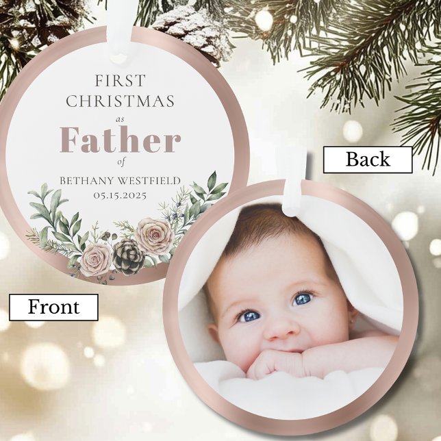Adorno First Christmas as Father Photo Keepsake (First Christmas as Father Photo Keepsake Round Acrylic Ornament)