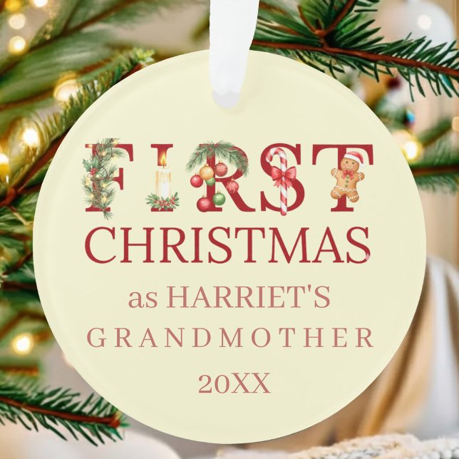 Adorno First Christmas as Grandma Red Typography – Custom (Subido por el creador)