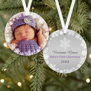 Adorno First Christmas Baby Girl Snowflake Frame Photo