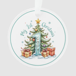 Adorno First Christmas Ornament – Snowy Tree & Gifts 
