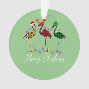 Adorno Flamingo Santa Hat Reindeo Buffalo Plaid Flamingo