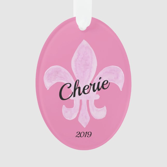 Adorno Fleur de Lis Pink personalizado (Anverso)