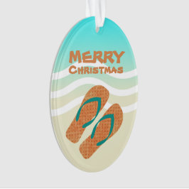 Adorno Flip Flops de las olas tropicales de la playa navi