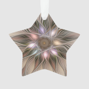 Adorno Flor abstracta alegre beige marrón estrella fracta