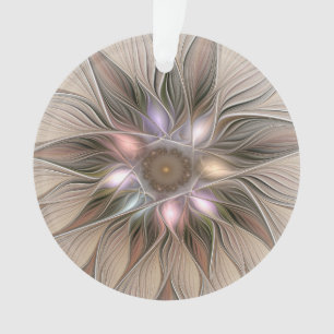 Adorno Flor alegre Abstracto Fractal floral Beige Brown