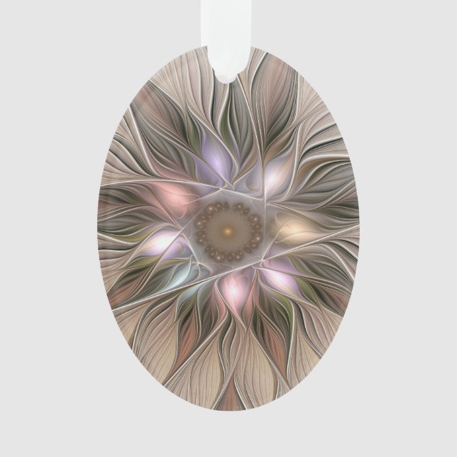 Adorno Flor alegre Abstracto Fractal floral Beige Brown (Anverso)