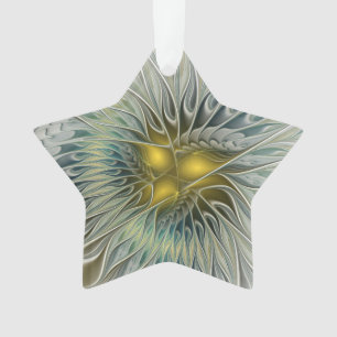 Adorno Flor de Fantasía Abstracta Fractal Estrella Platea
