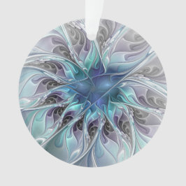 Adorno Flor Fractal Moderna Con Azul