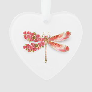 Adorno Flor libélula con sakura de joyas