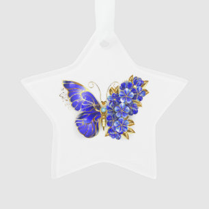 Adorno Flor Mariposa Zafiro